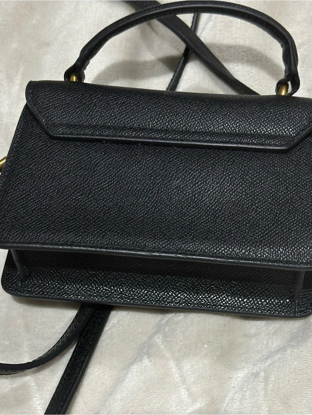 Kurt Geiger Black Pebbled Leather Crossbody with Gold Hardware